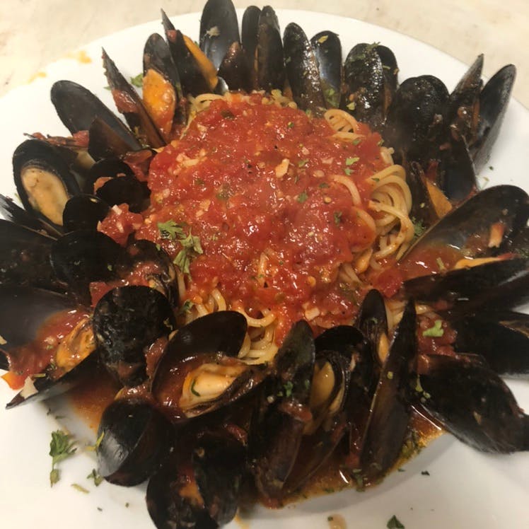 Order Pasta with Mussels - Entree food online from Papa Luigi Elmer store, Elmer on bringmethat.com