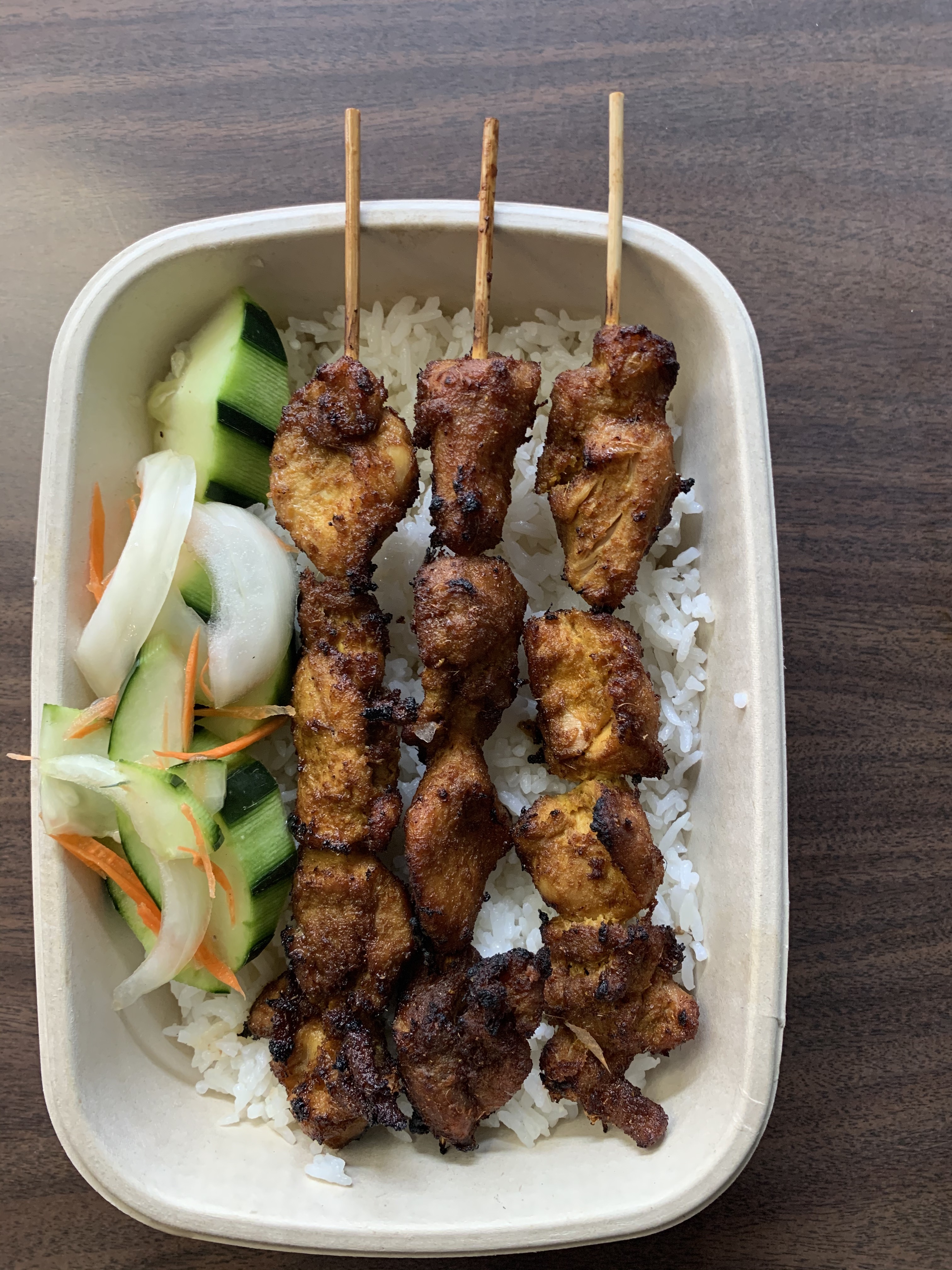 Order Chicken Skewers with Coconut Rice food online from Chicken With Rice store, Menlo Park on bringmethat.com