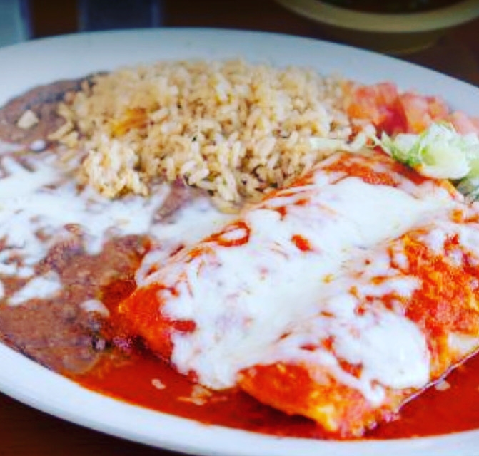 Order Rojas Enchiladas food online from Guahan Grill store, Oceanside on bringmethat.com