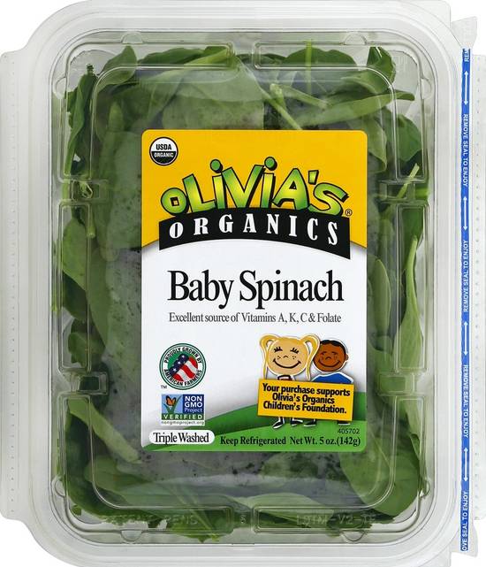 Order Olivia's · Baby Spinach (5 oz) food online from Shaw's store, Windham on bringmethat.com