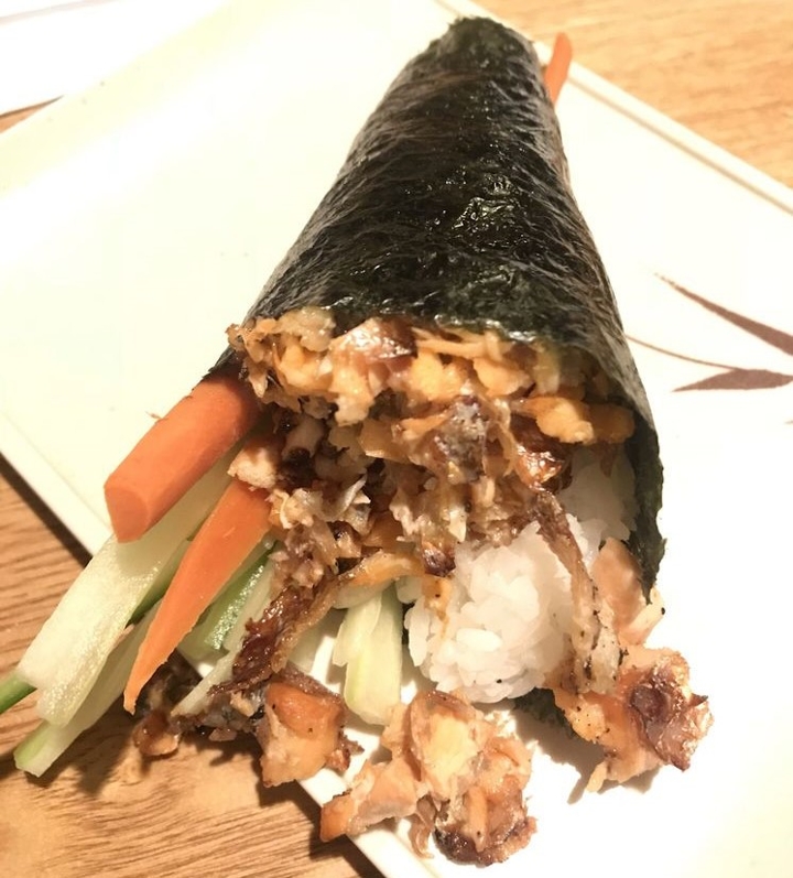 Order Salmon Skin Hand Roll food online from Taiko store, Irvine on bringmethat.com