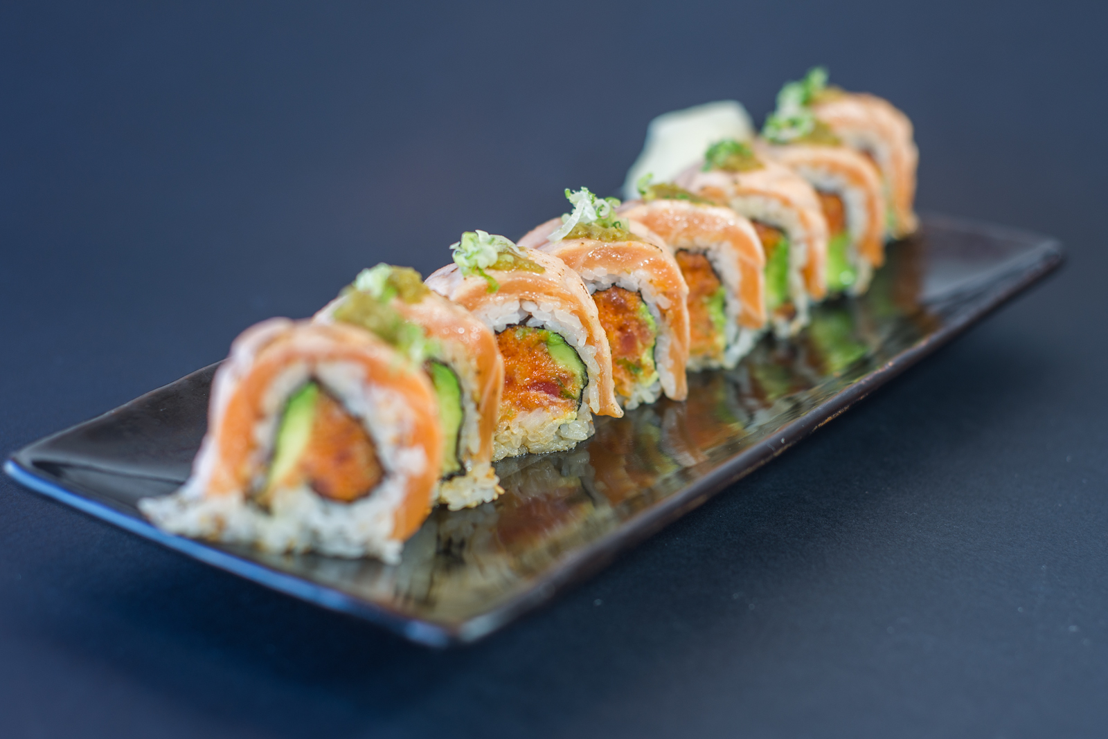 Order Aburi Salmon Roll food online from California Roll Factory store, Los Angeles on bringmethat.com