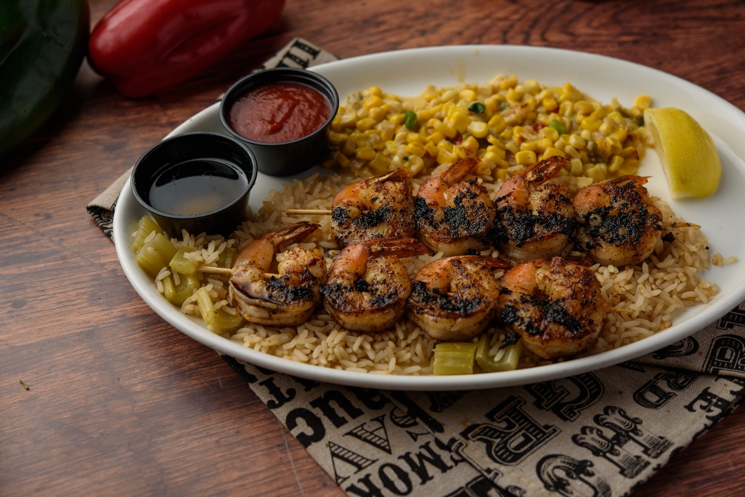 Order Blackened Skewered Shrimp food online from Buzzard Billy store, Lincoln on bringmethat.com