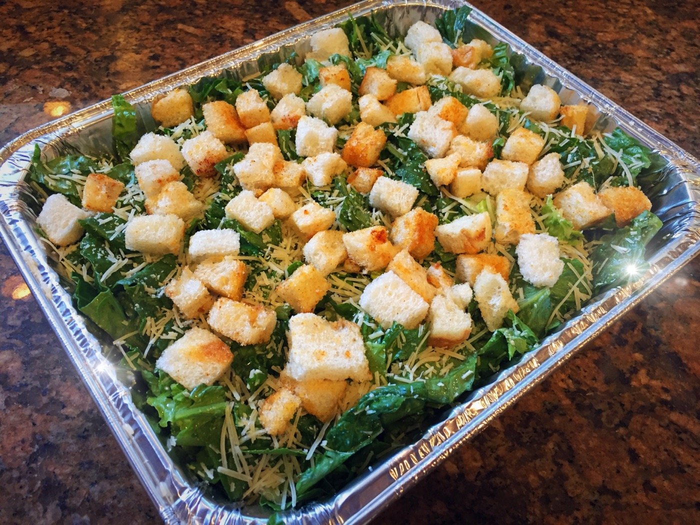 Order Chicken Caesar Salad Tray food online from Healthy Garden & Gourmet Pizza store, Voorhees on bringmethat.com