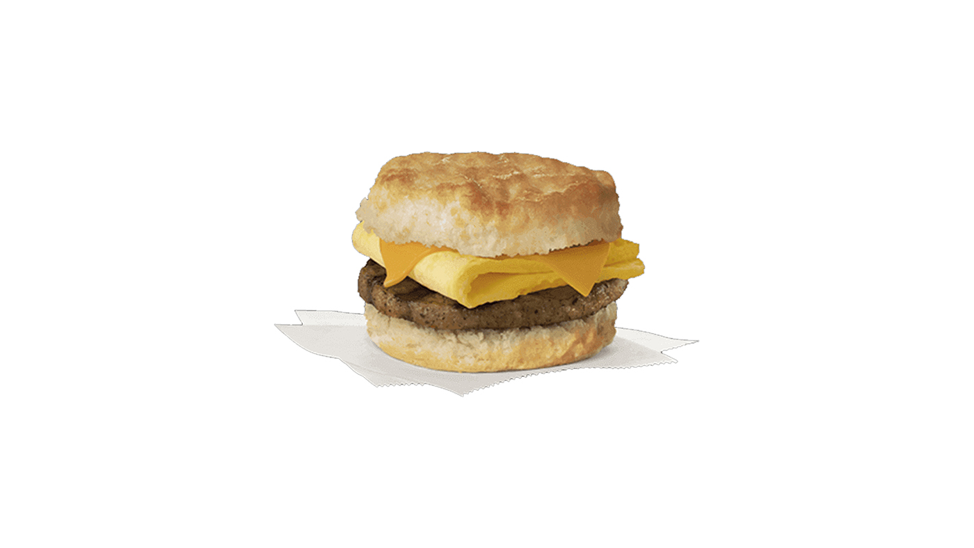 Order Breakfast Egg And Sausage Biscuit Sandwich food online from Chevron Extramile store, Fountain Valley on bringmethat.com