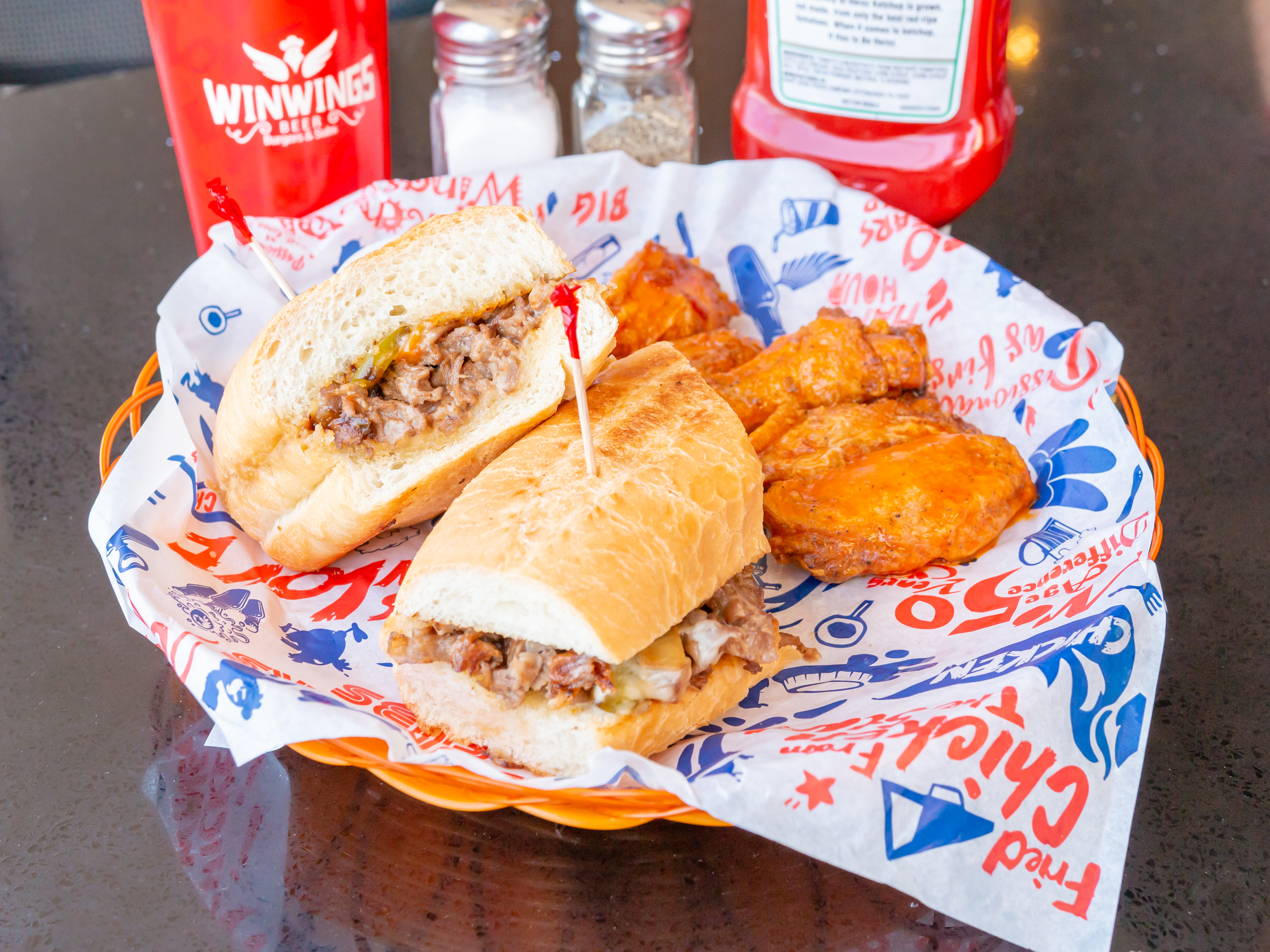 Order Philly Cheese Steak with 5 Piece Wings  food online from Win Wings store, Montclair on bringmethat.com