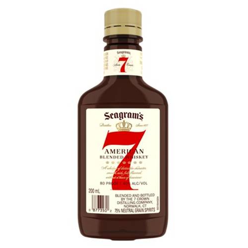 Order Seagram's 7 American Blended Whiskey - 200ml/Single food online from Bottle Shop & Spirits store, Los Alamitos on bringmethat.com