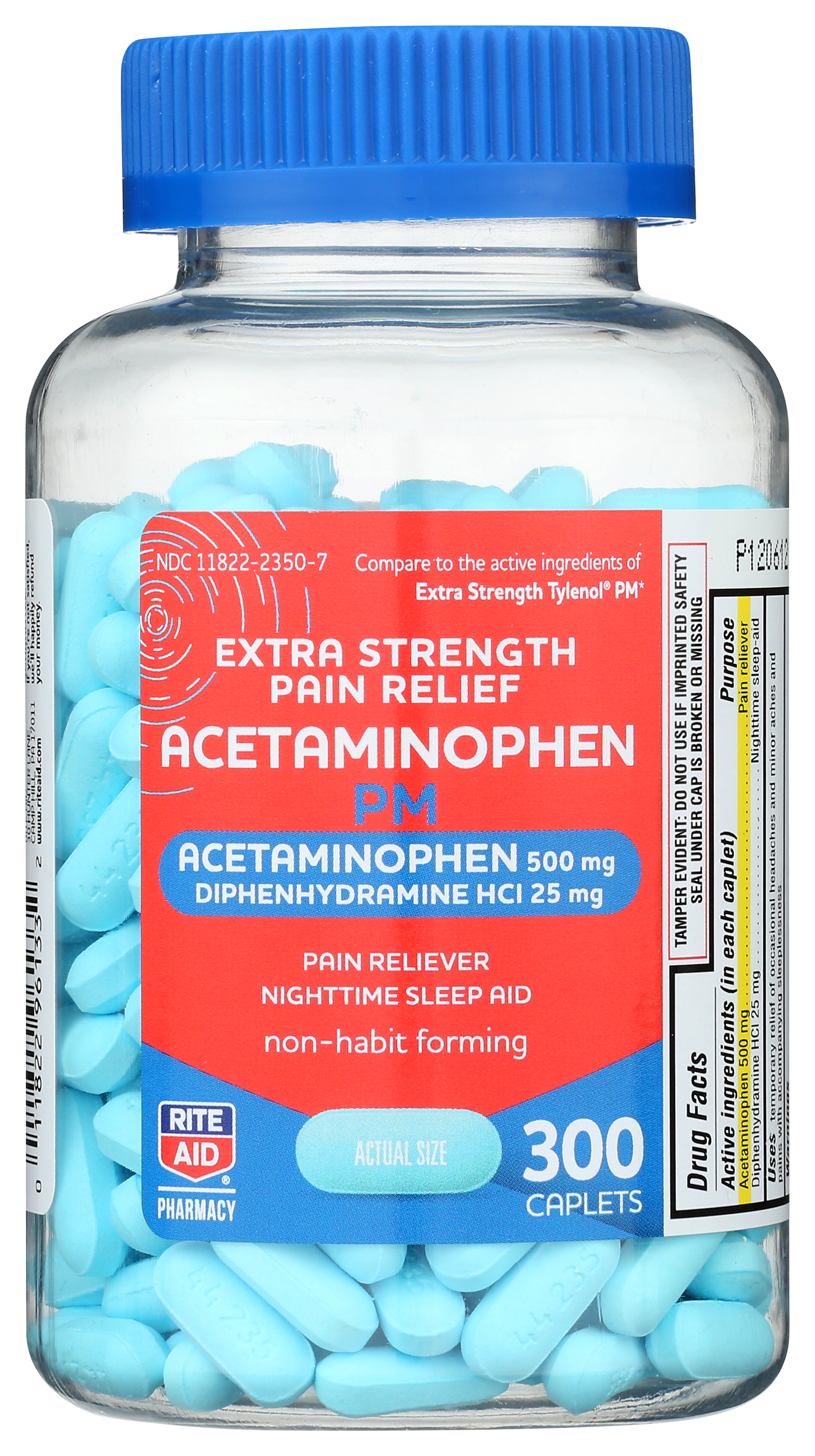 Order Rite Aid Extra Strength Pain Relief Acetaminophen PM Caplets, 500mg Acetaminophen / 25mg Diphenhydramine - 300 Count food online from Rite Aid store, Aston on bringmethat.com