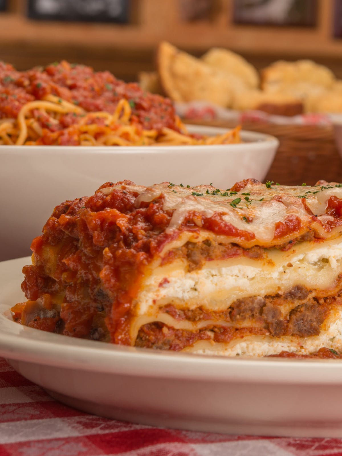 Order Lasagna - Small (Serves 3 People) food online from Buca di Beppo store, Austin on bringmethat.com