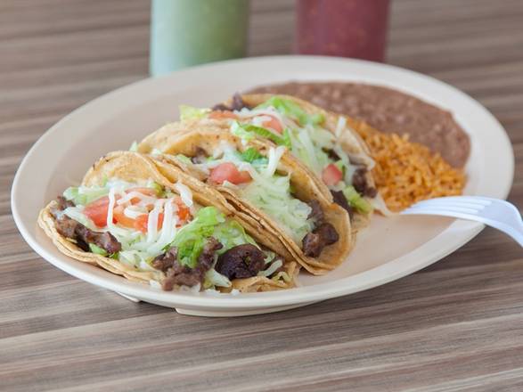 Order 3 Taco Dinner food online from El Famous Burrito store, Glendale Heights on bringmethat.com