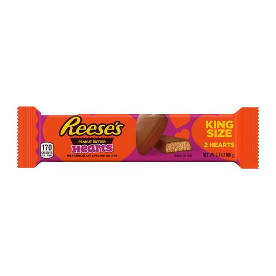 Order REESE'S Milk Chocolate Peanut Butter King Size Hearts Candy, Valentine's Day, 2.4 oz, Pack food online from CVS store, FREMONT on bringmethat.com