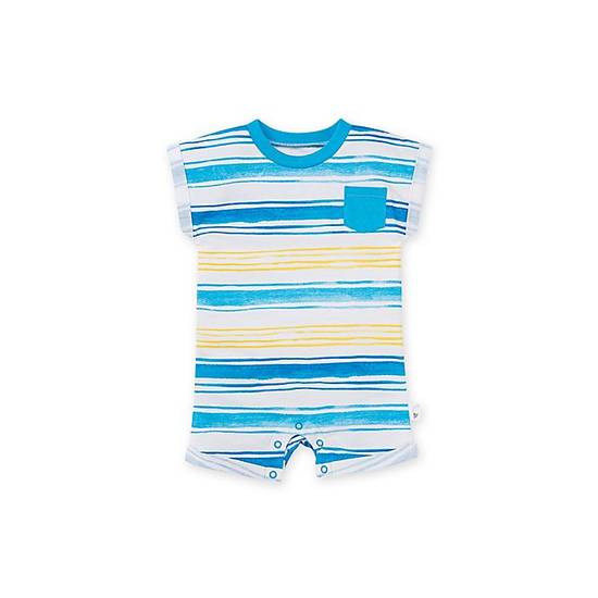 Order Burt's Bees Baby® 18M Sunshine Watercolor Stripe Romper in Blue/Yellow food online from Bed Bath & Beyond store, Lancaster on bringmethat.com