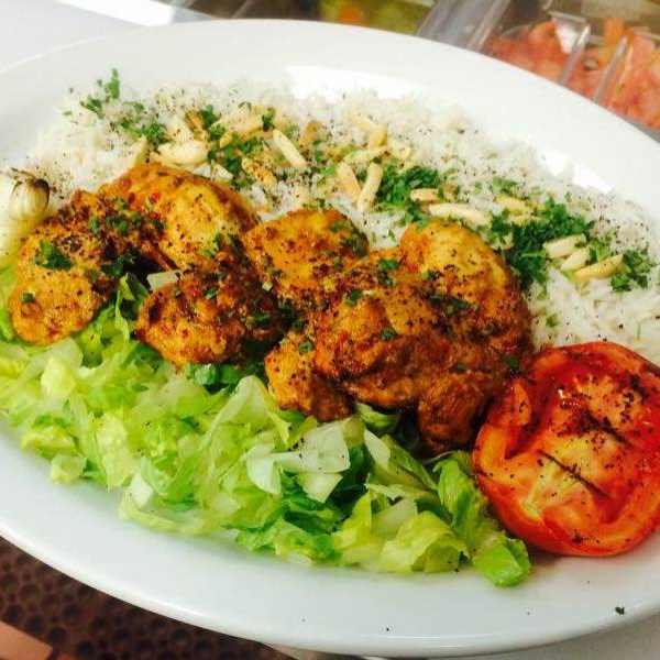 Order Chicken Kebab Platter food online from Petra Middle Eastern Cuisine store, Livermore on bringmethat.com
