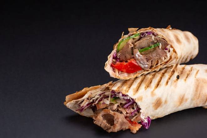 Order Beef Shawarma Sandwich food online from Sababa Mediterranean Cuisine store, Richardson on bringmethat.com