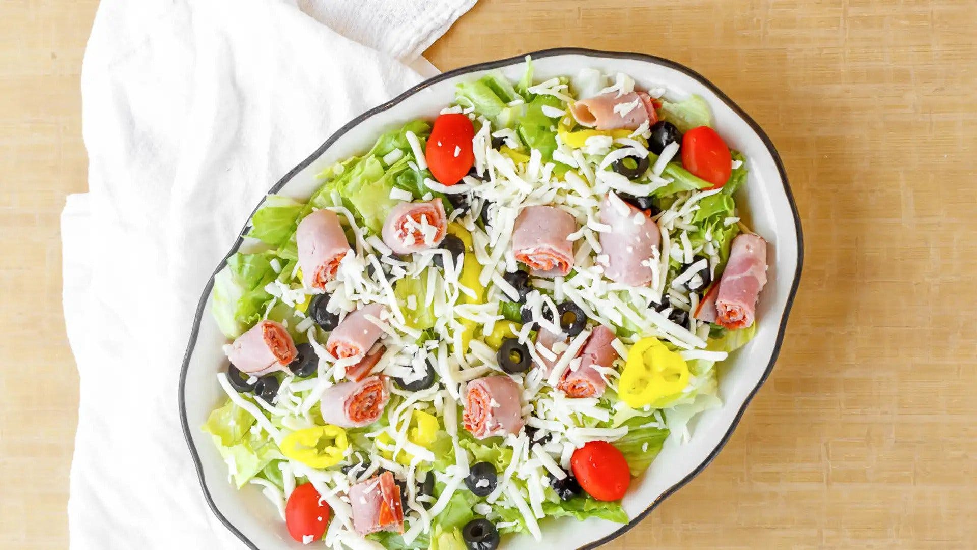 Order Antipasto Salad - Salad food online from Pizza Joe's store, Boardman on bringmethat.com
