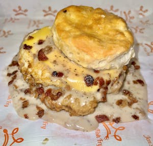 Order Deluxe Steak Biscuit Gravy Biscuit food online from Jen Fish Fry store, Fayetteville on bringmethat.com