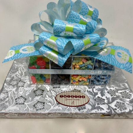 Order Premium Chocolate & Gourmet Confection Acrylic Baby Boy Gift Box With Lid food online from Twisted Gourmet Chocolates store, Passaic on bringmethat.com