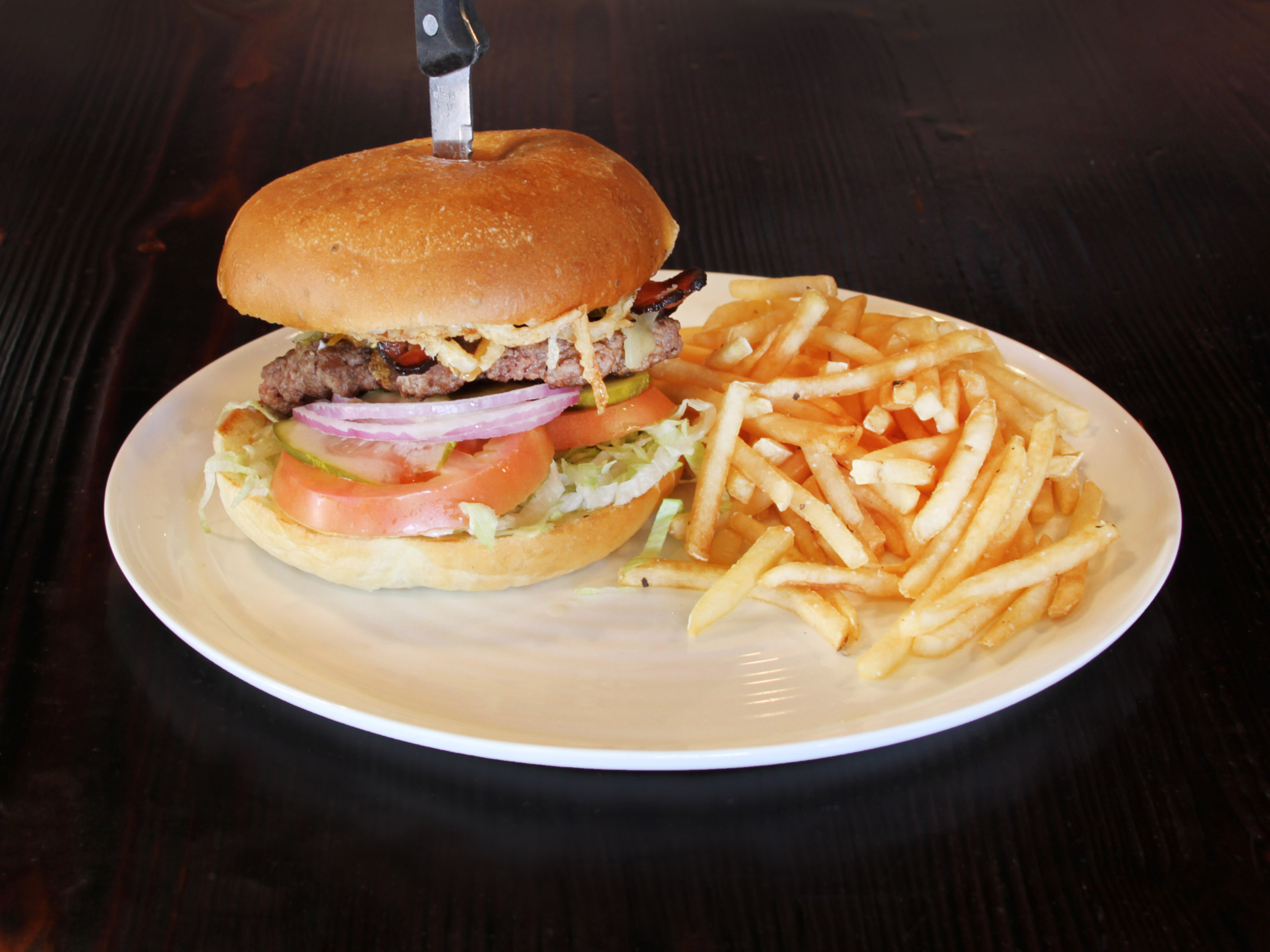 Order Strip Steak Green Chile Burger Lunch Sandwich food online from Cafe 6855 store, Los Ranchos on bringmethat.com