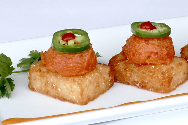 Order Crispy Rice With Spicy Tuna food online from Daruma Restuarant store, Mesa on bringmethat.com