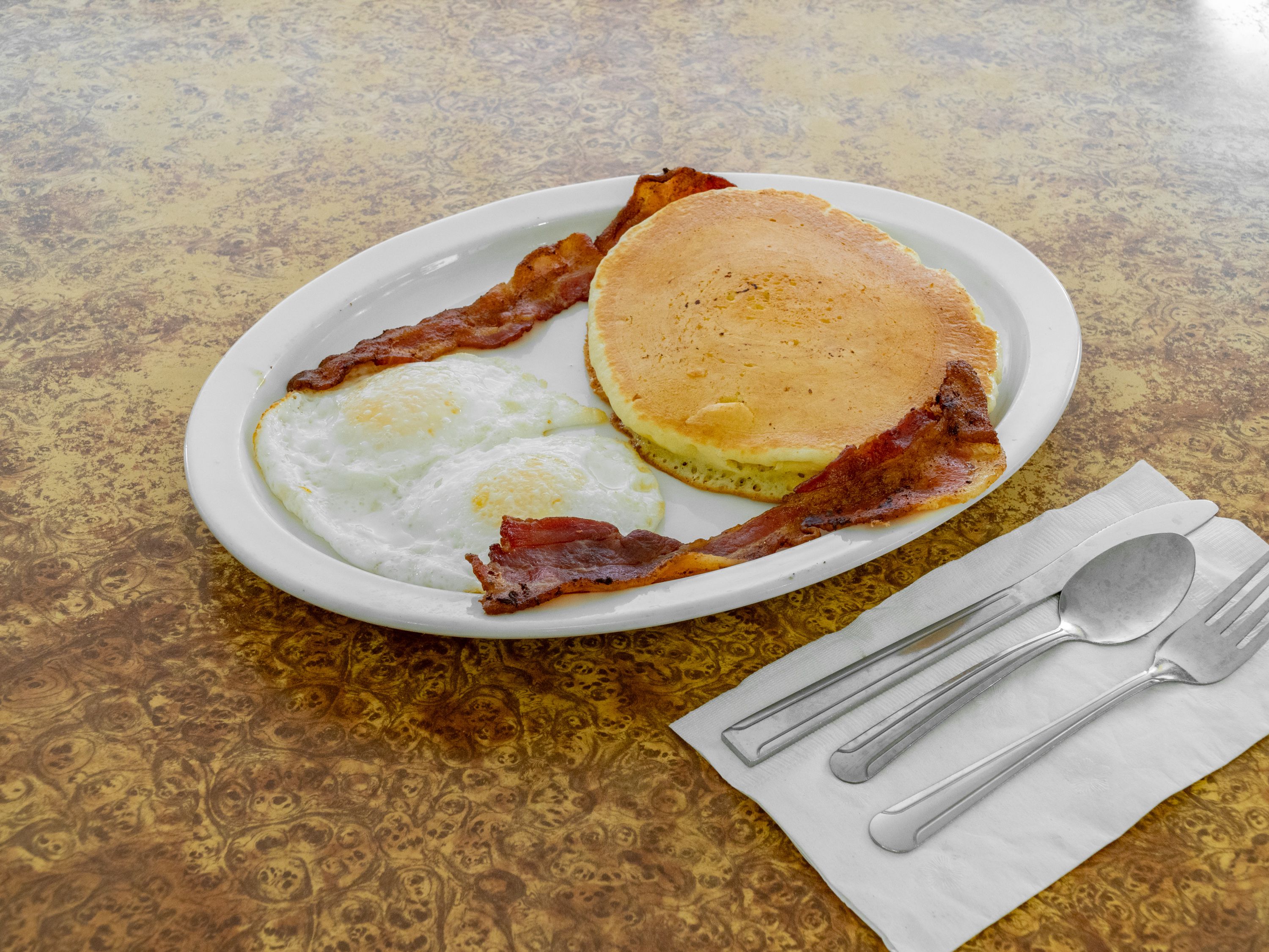 Order 2 Pancakes Combo food online from The Omelet House store, Stockton on bringmethat.com