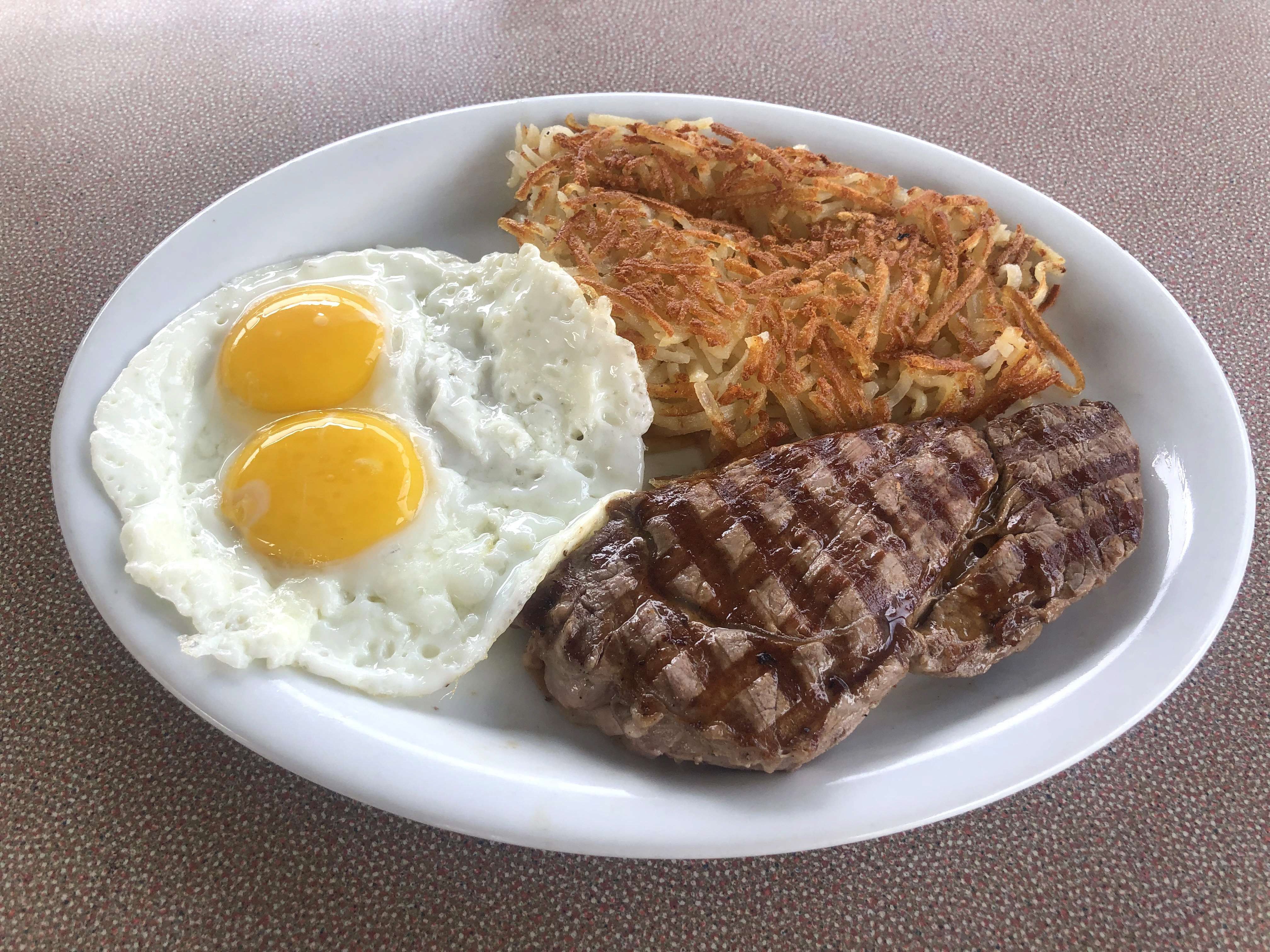 Order 7 oz. Steak and Eggs food online from Richie Real American Diner store, Victorville on bringmethat.com