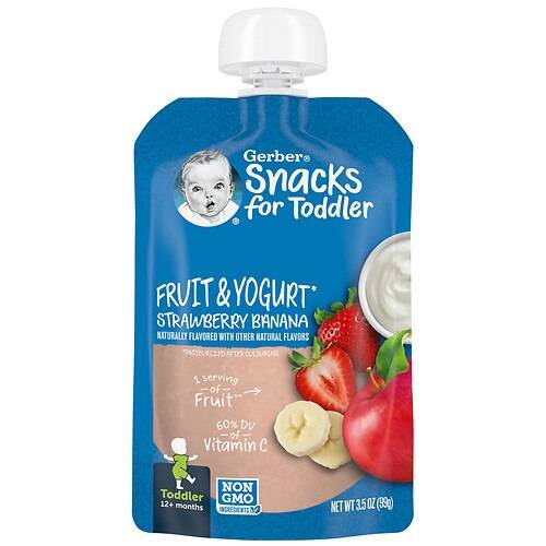 Order Gerber Snacks for Toddler Fruit & Yogurt Strawberry Banana - 3.5 oz food online from Walgreens store, Sharon on bringmethat.com