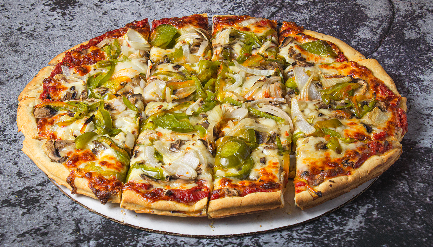 Order Thin Veggie Small Pizza food online from Angelo's Stuffed Pizza store, Chicago on bringmethat.com