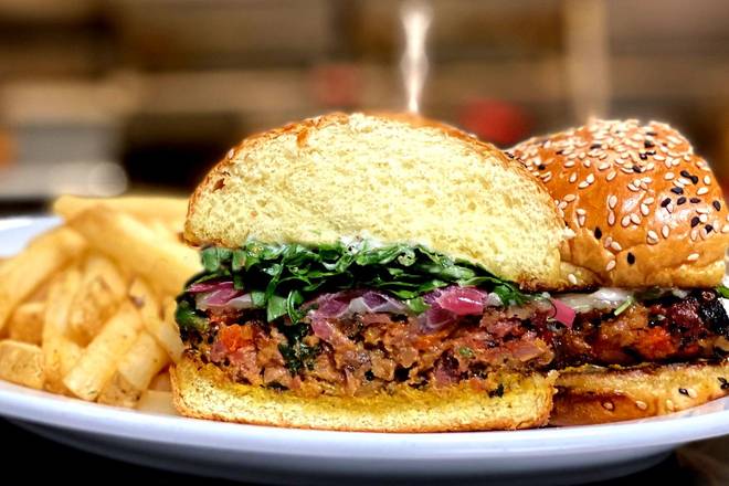 Order SCRATCH VEGGIE BURGER food online from 54th Street Restaurant & Drafthouse - store, The Colony on bringmethat.com