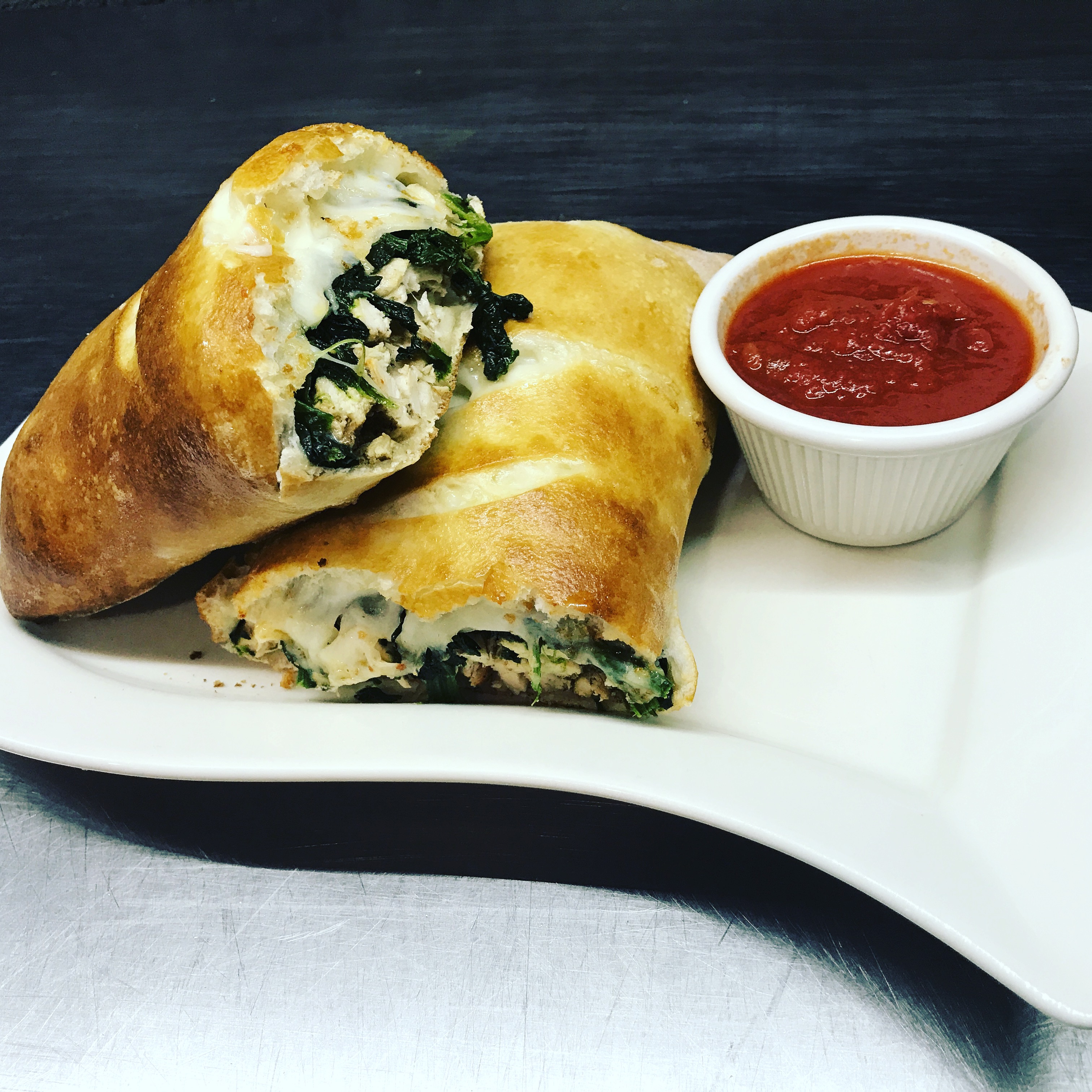 Order The No Cheese Spinach and Crispy Chicken Roll food online from Nino's Pizza & Restaurant store, Hillsdale on bringmethat.com