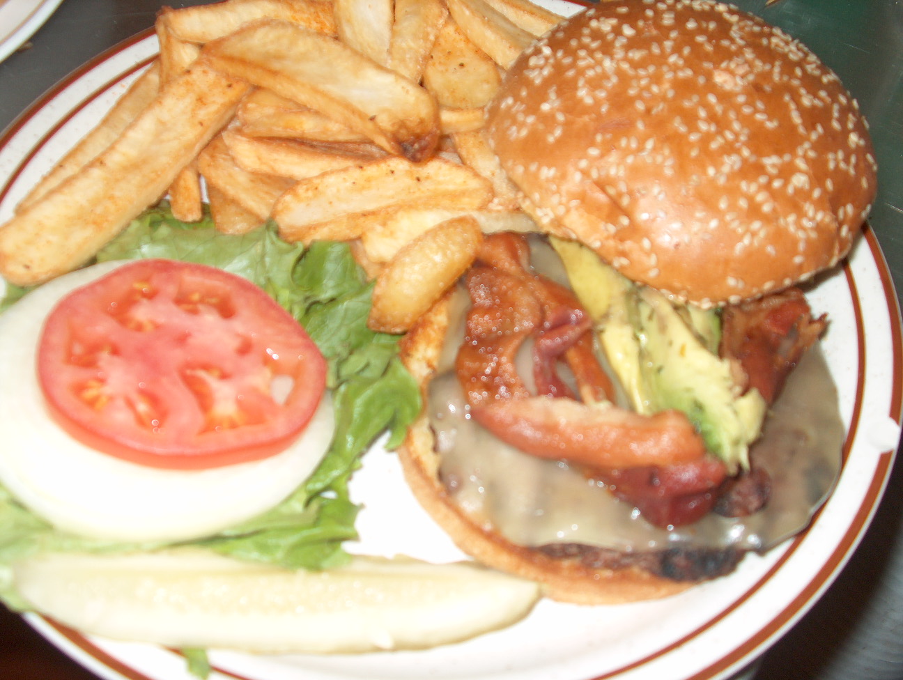 Order Bacon, Avocado and Swiss Cheese Burger food online from Sunrise Waffle Shop store, Rancho Cordova on bringmethat.com
