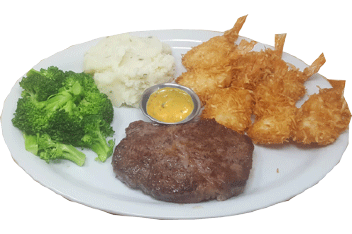 Order Double Meat Combo: 6 oz Ribeye with Coconut Shrimp food online from Ruby Tuesdays store, Evans on bringmethat.com