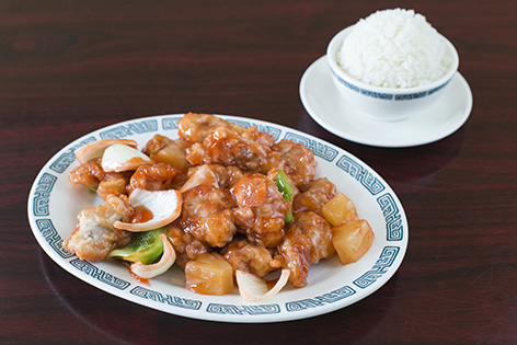 Order Sweet and Sour Pork Combo Dinner food online from Wok Shop Cafe store, San Francisco on bringmethat.com