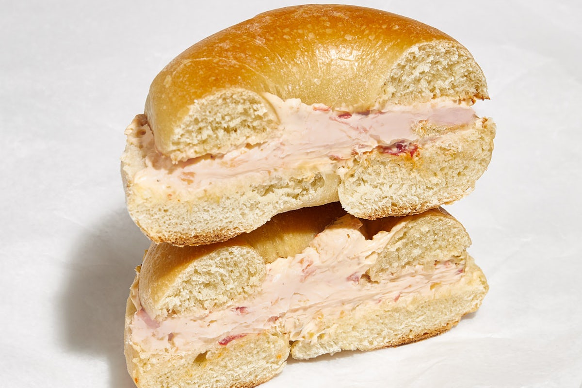 Order Bagel with Strawberry Basil Cream Cheese food online from Spread Bagelry store, Philadelphia on bringmethat.com