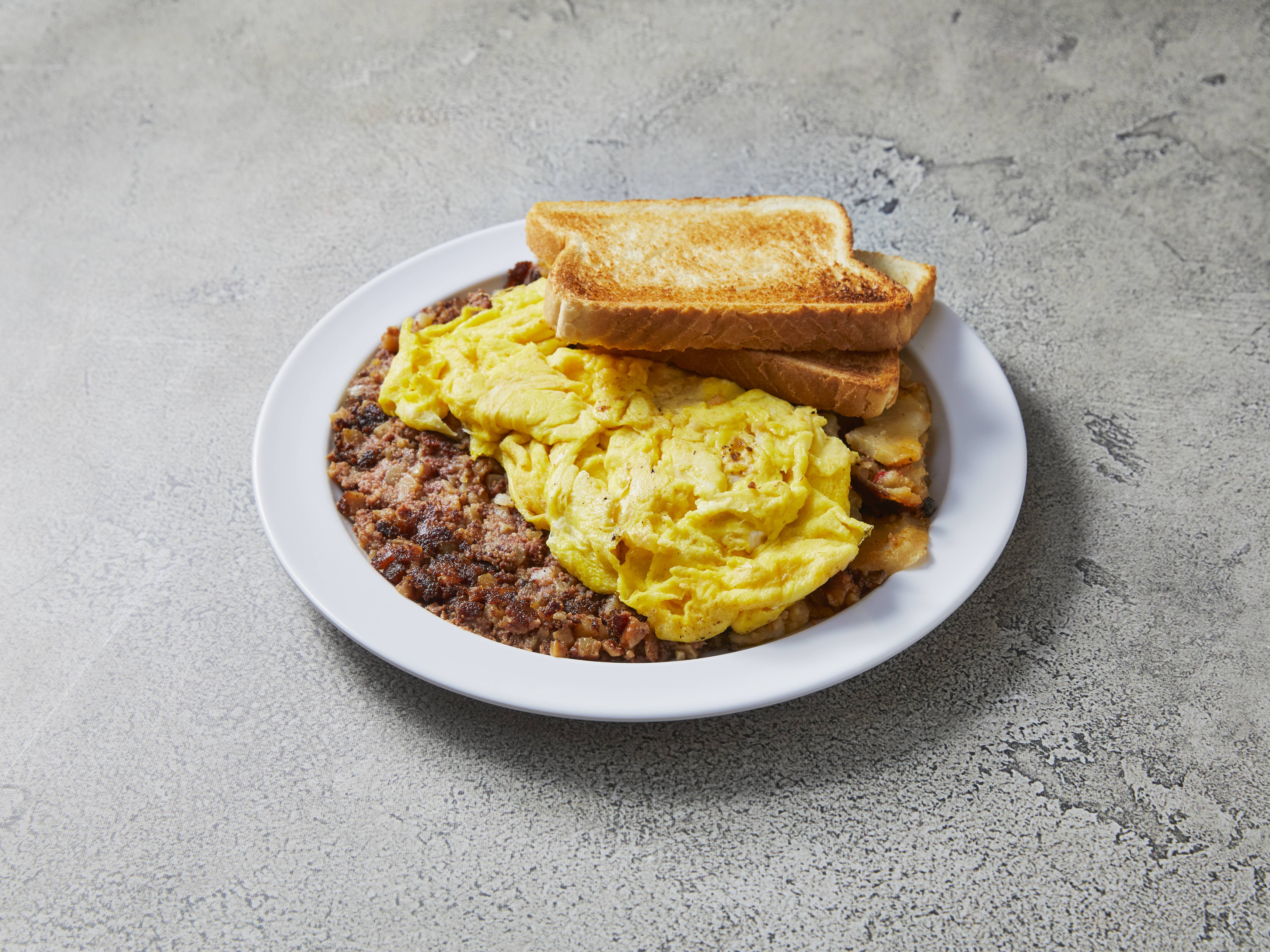 Order Corned Beef Hash and Eggs food online from Majestic Diner Restaurant store, Westbury on bringmethat.com