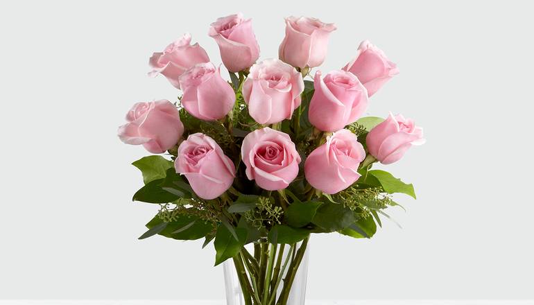 Order Dozen Pink Rose Arrangement food online from Proflowers store, Anchorage on bringmethat.com