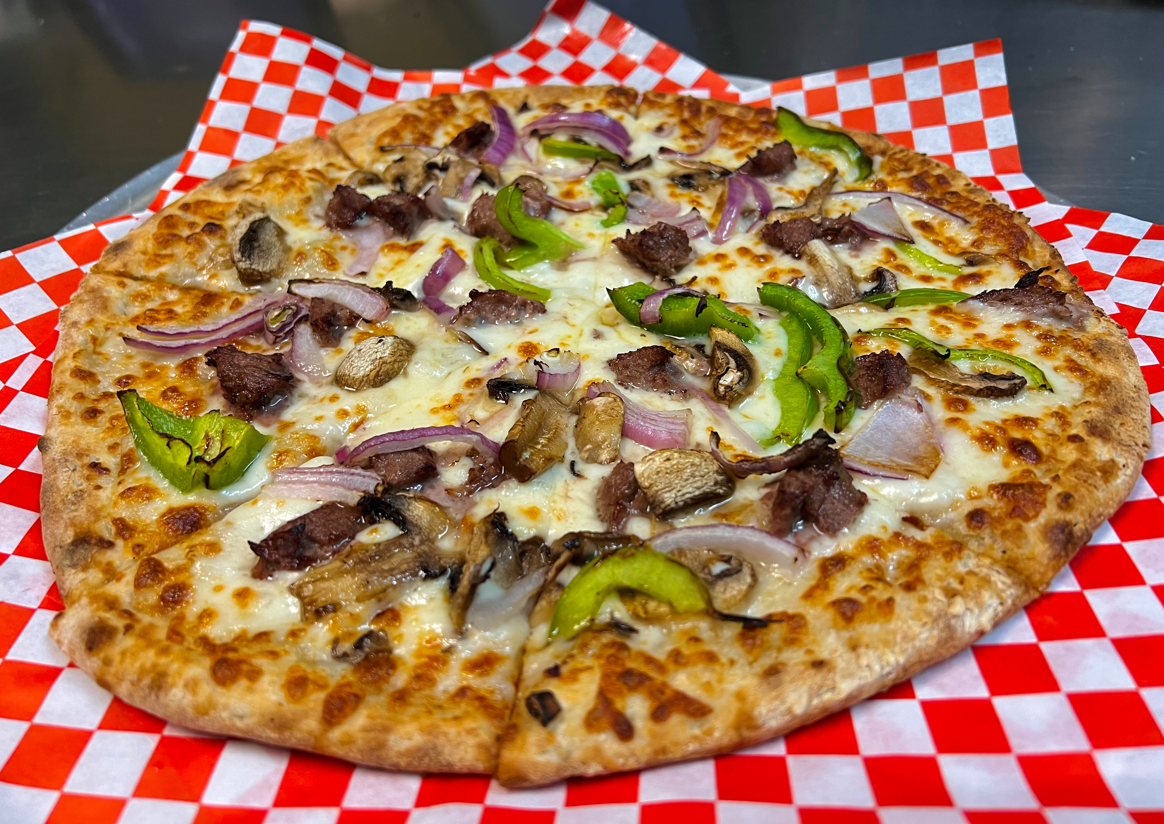 Order Philly Steak Pizza food online from Noho pizza man store, North Hollywood on bringmethat.com