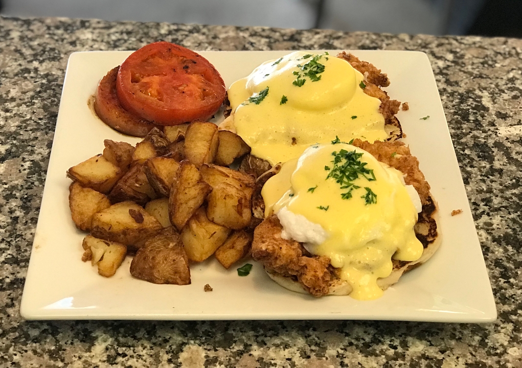 Order FRIED CHICKEN BENEDICT food online from Meeting Street Cafe store, Providence on bringmethat.com