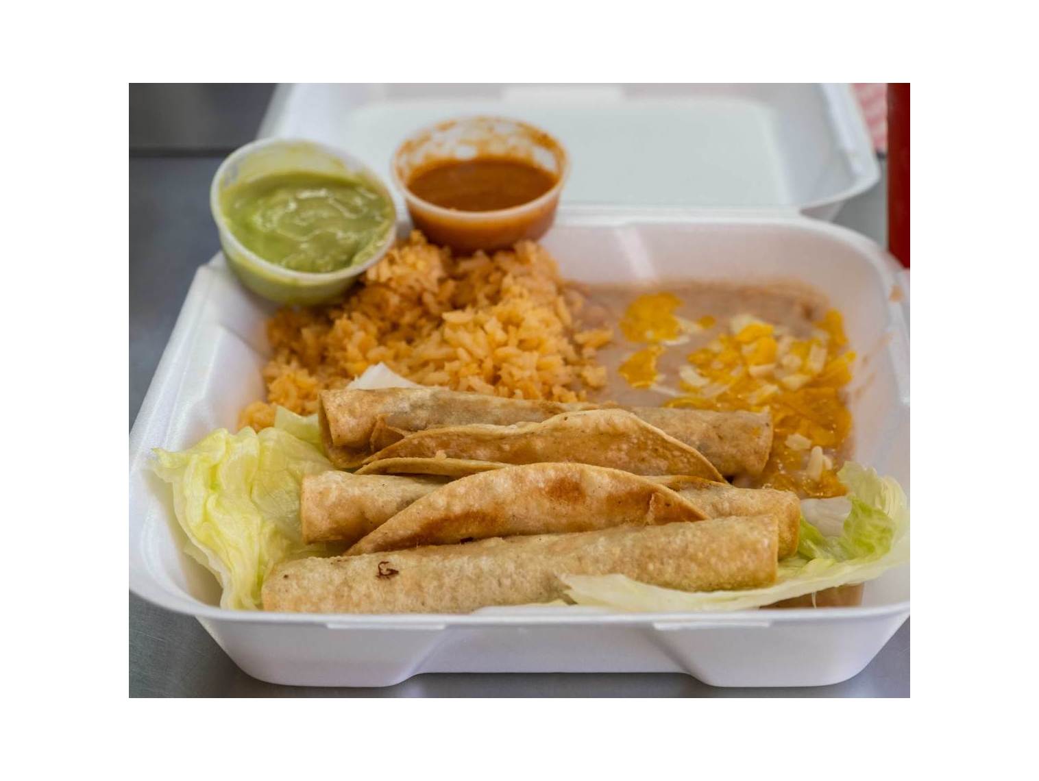 Order Taquitos Plate food online from Norm Famous Burgers store, Whittier on bringmethat.com