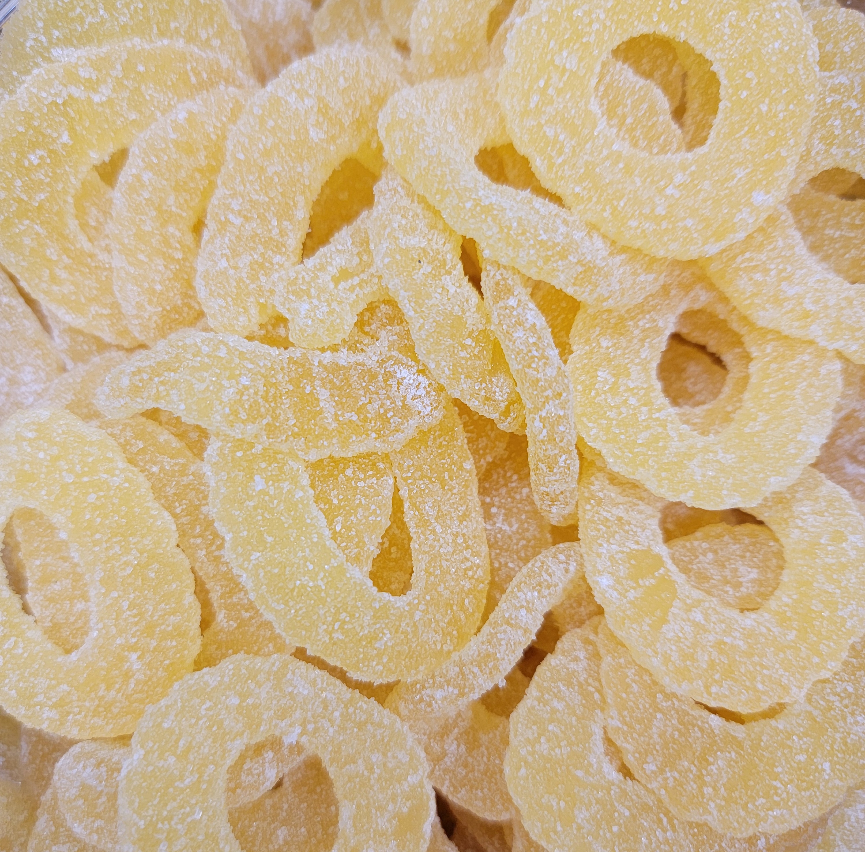 Order Gummi Pineapple Rings food online from Naper Nuts & Sweets store, Naperville on bringmethat.com