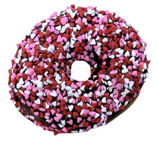 Order Valentine's Day Heart-Shaped Sprinkles (chocolate glazed) food online from Union Square Donuts store, Brookline on bringmethat.com