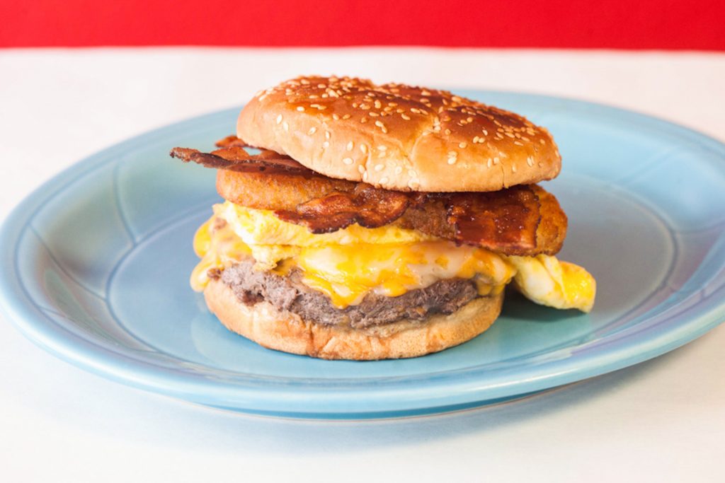 Order Boun’s Burger Breakfast food online from Delicious Donuts store, Portland on bringmethat.com