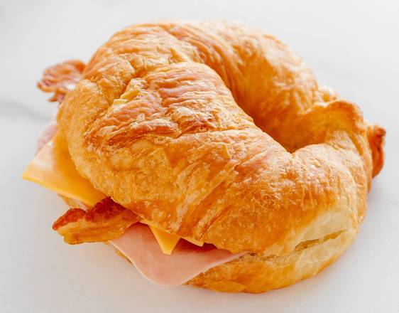 Order Ham, Bacon, Egg & Cheese Croissant food online from Kim's Donuts store, Dallas on bringmethat.com