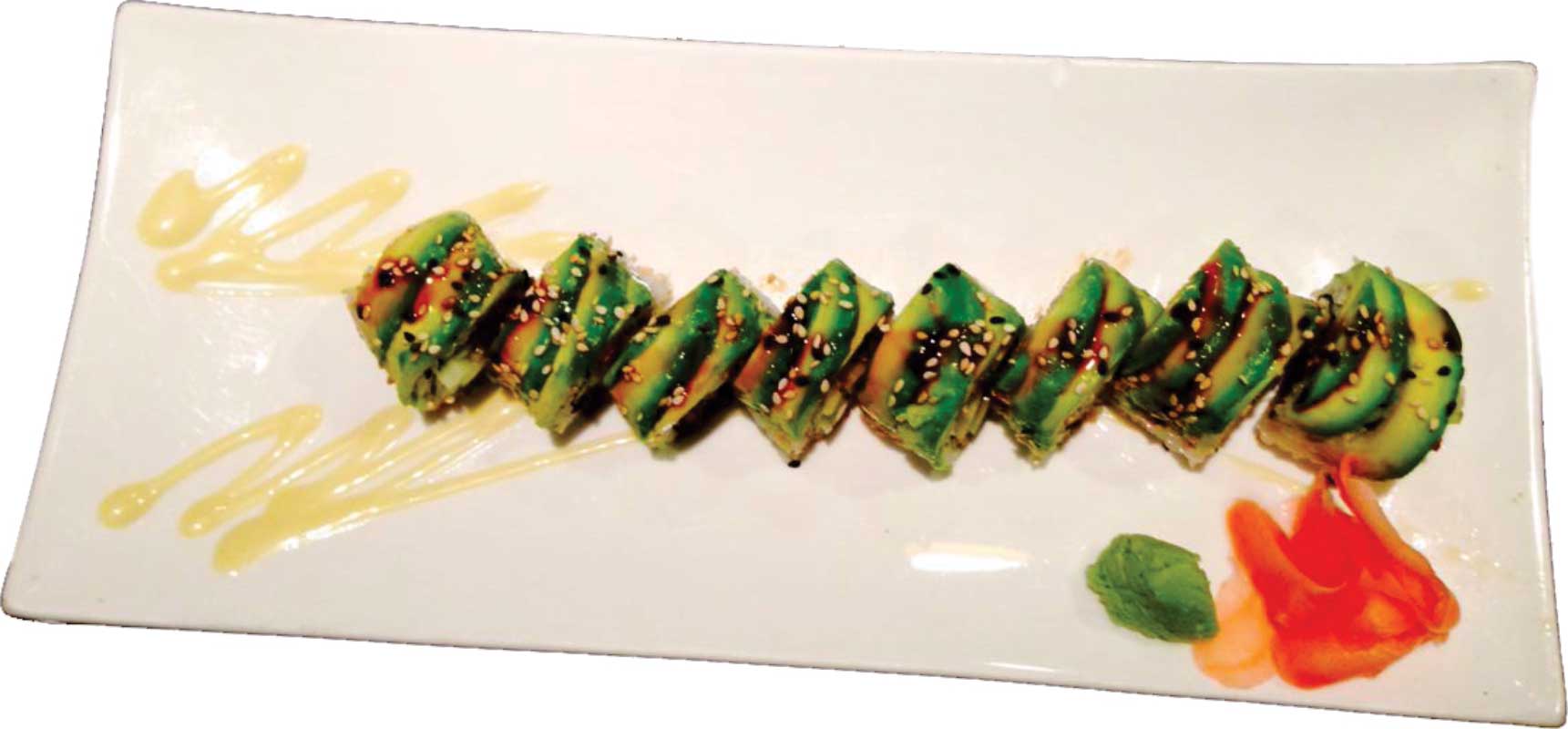 Order Green Dragon Roll food online from Wasabi Japanese Steakhouse store, Novi on bringmethat.com