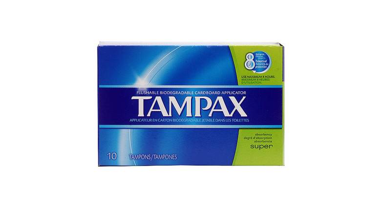 Order Tampax Super 10 Tampons food online from Trumbull Mobil store, Trumbull on bringmethat.com