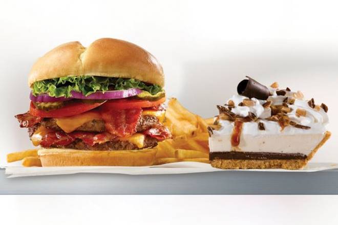 Order SMOKEHOUSE BACON DOUBLE CHEESEBURGER COMBO* food online from Perkins store, Austintown on bringmethat.com