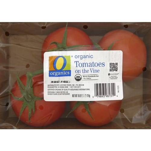 Order O Organics · Tomatoes on the Vine (16 oz) food online from Safeway store, Tahoe City on bringmethat.com