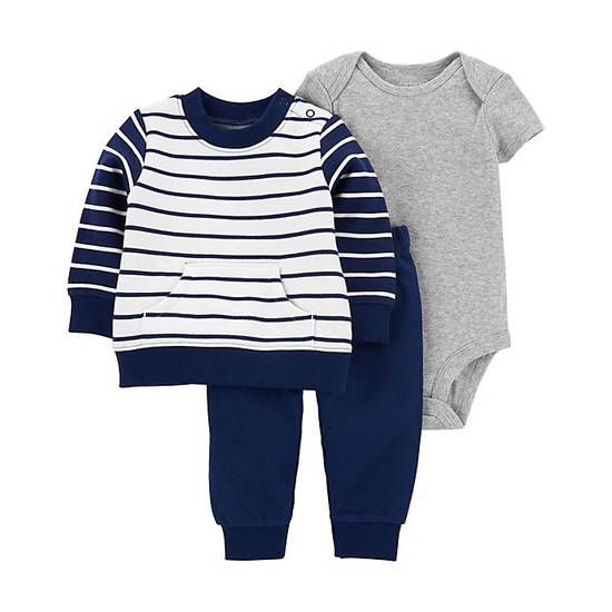 Order carter's® Size 24M 3-Piece Stripe Fleece Sweater Set in Navy food online from Bed Bath & Beyond store, Lancaster on bringmethat.com