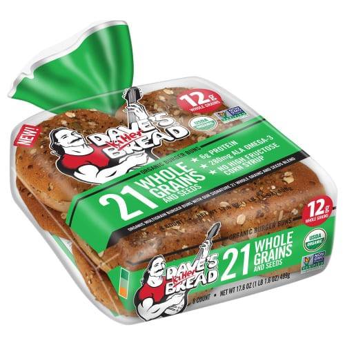 Order Dave's Killer Bread · 21 Whole Grains & Seeds Burger Buns (17.6 oz) food online from Safeway store, Rehoboth Beach on bringmethat.com
