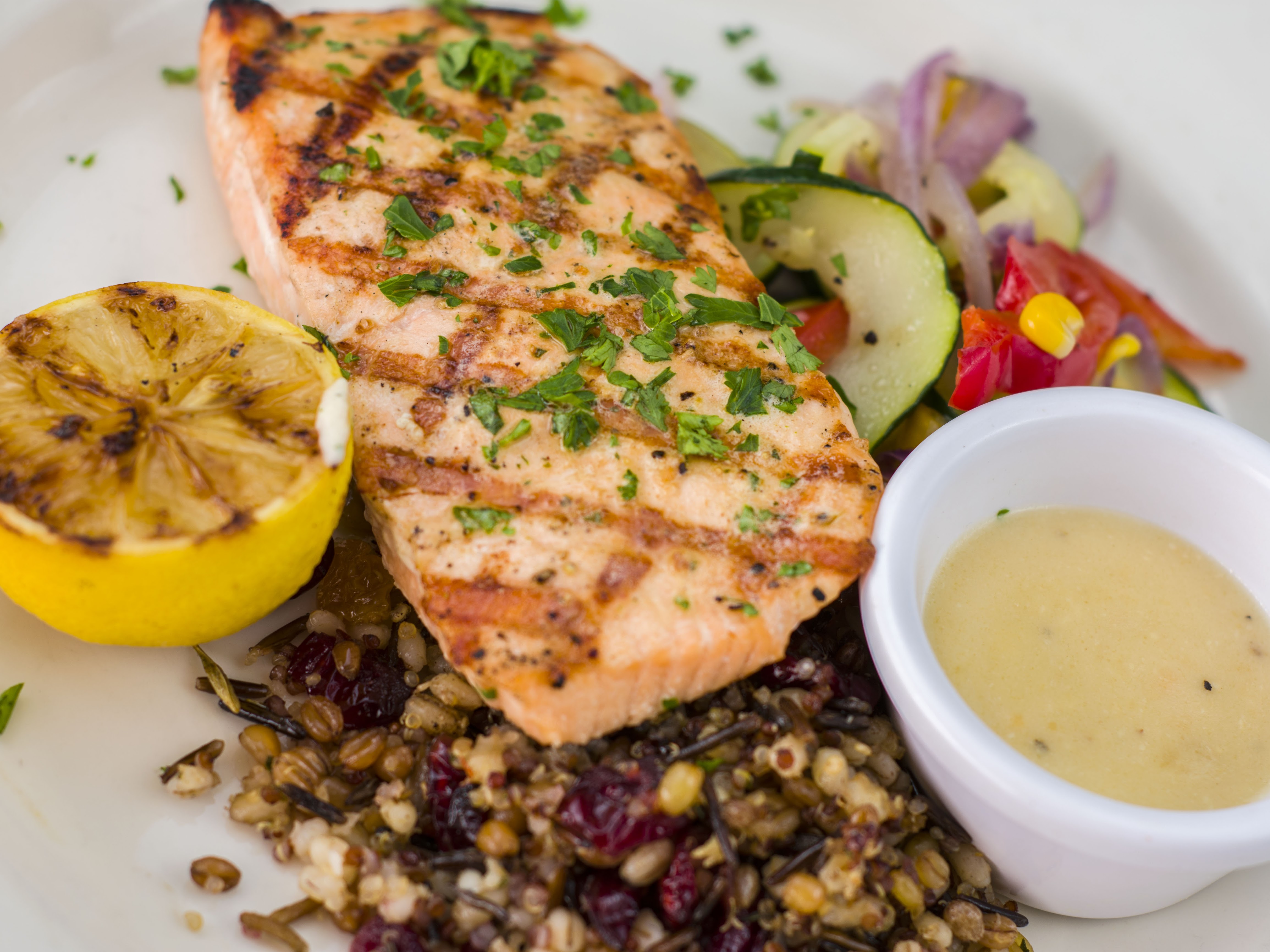 Order Grilled Salmon food online from D.H. Lescombes Winery & Bistro store, Albuquerque on bringmethat.com