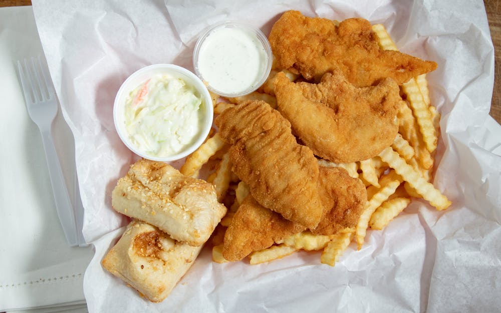 Order Chicken Strip Dinner - 4 Pieces food online from Sam's Sorrento Pizza store, Mt Clemens on bringmethat.com
